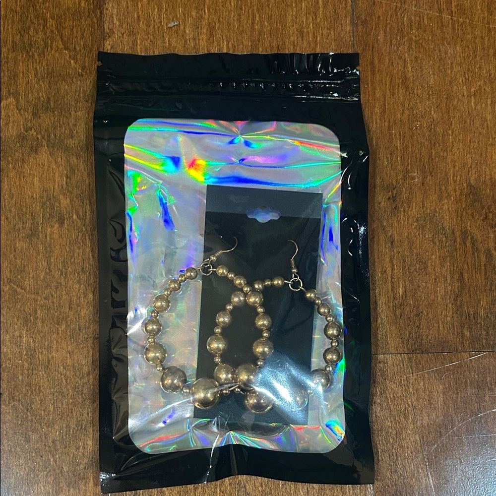 Gold Beaded Hoop Earrings
